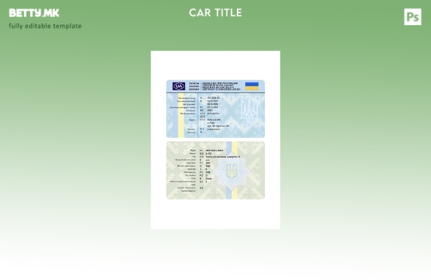 Шаблон за картичка за регистрација на возило во модерен стил во Украина